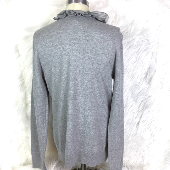 Chaps Classic V-neck Top Long sleeve classic Top Ruffled collar large - Picture 3 of 7